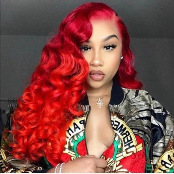 ♥️ RED OMBRÉ 32” BODY WAVY CURLY LACE FRONT WIG *NEW* - Picture 1 of 6